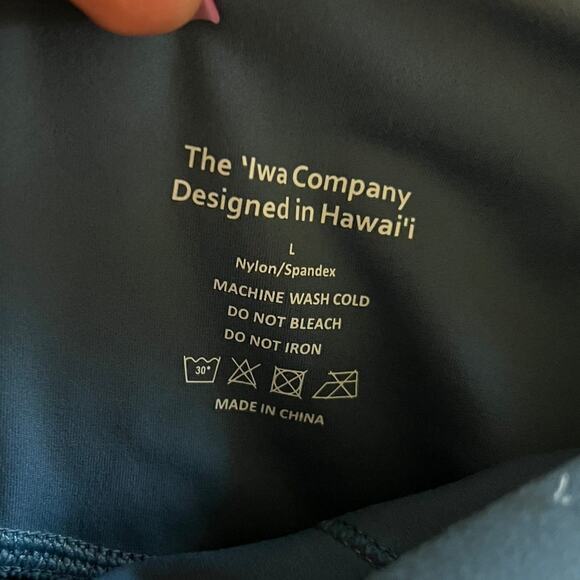 The 'Iwa Company Designed In Hawai'i Leggings Blue Hi-Rise Stretch Yoga Gym Sz L - Picture 6 of 6